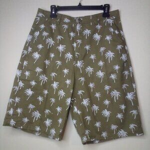 Brooklyn Express Shorts Men 34 Palm Trees Brown White